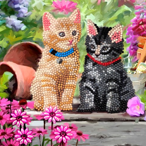 Crystal Card Kit ® Diamond Painting 18x18cm, Cat Friends 