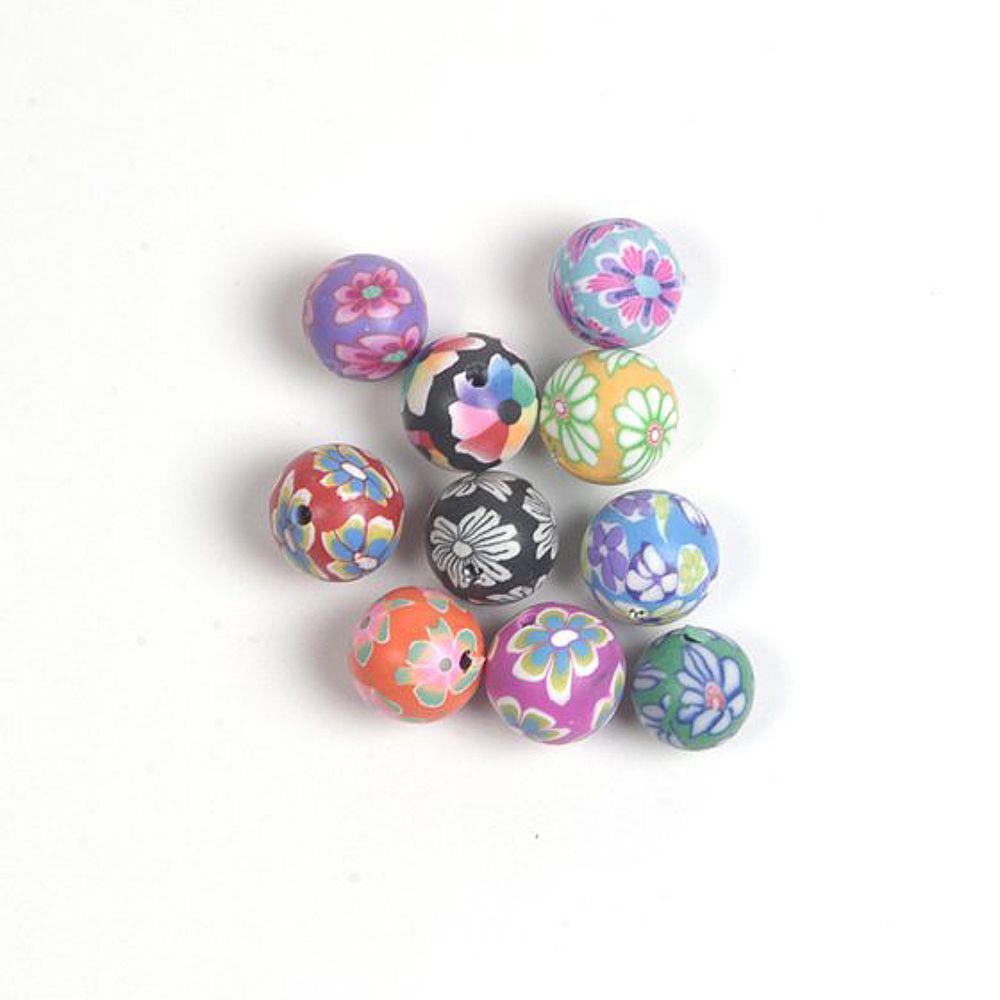 Polymer Beads / Kleikralen, Rond, 10 mm - 50 Stuks