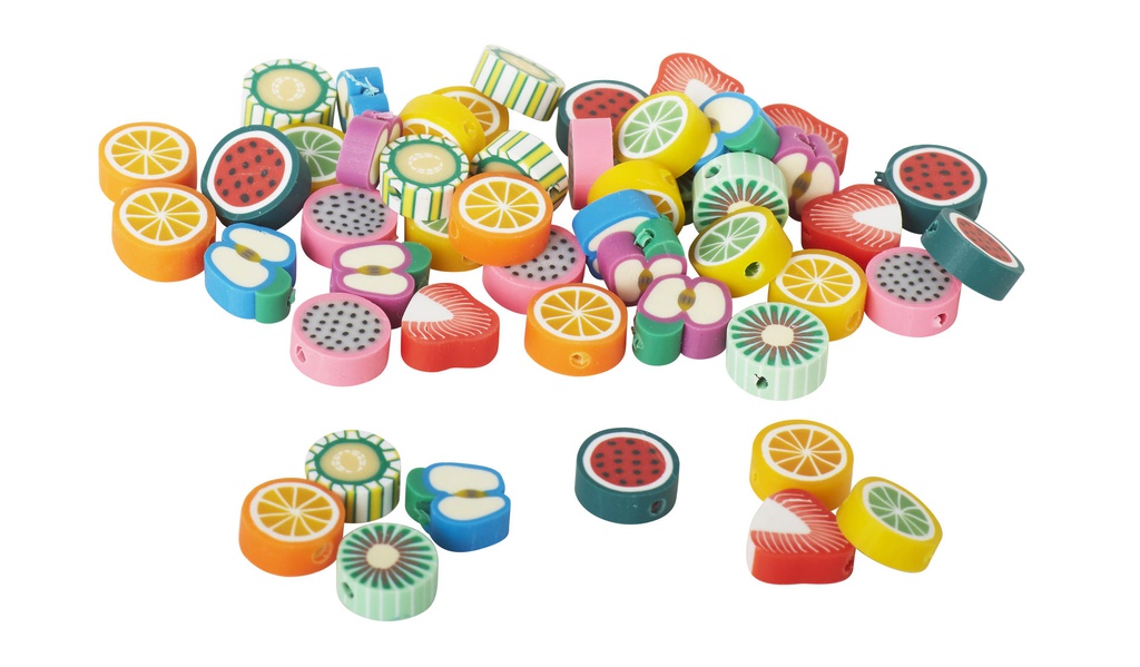 Polymer Beads / Kleikralen Fruits, 10x4 mm, 5x10 Stuks