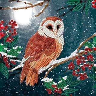 Crystal Card Kit ® Diamond Painting 18x18cm, Barn Owl