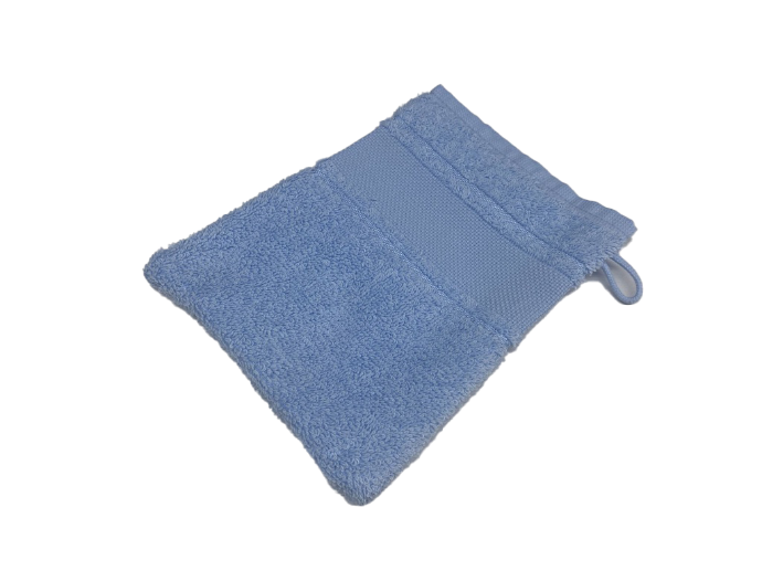 Gant de toilette Softline galon aida 23x15cm, bleu clair