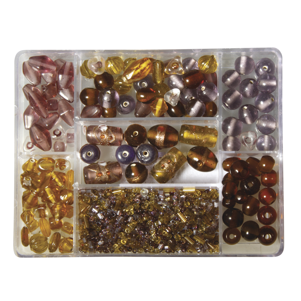 Glaskralen Doos, Kleuren- en maten-Mix, Doos 115g, Pruim