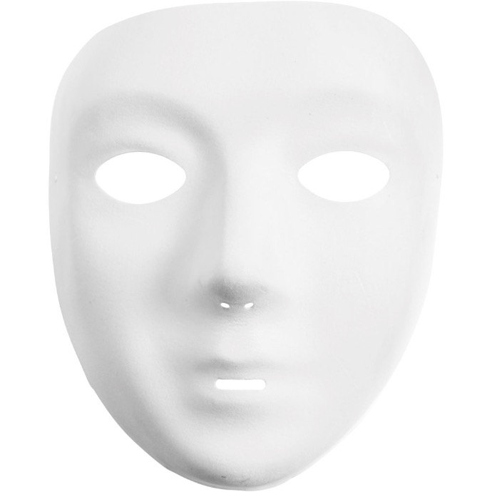 Masque visage petit, plastique blanc, 12 pièces