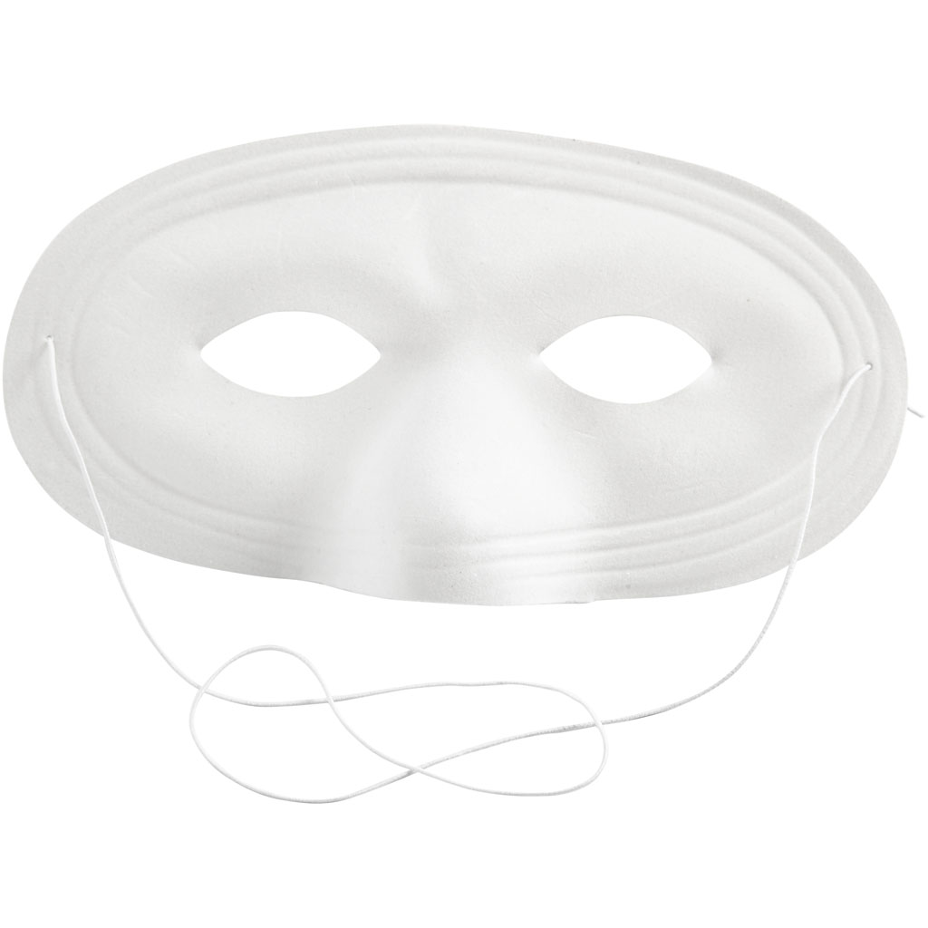 Masker wolf, wit plastic, 12 stuks