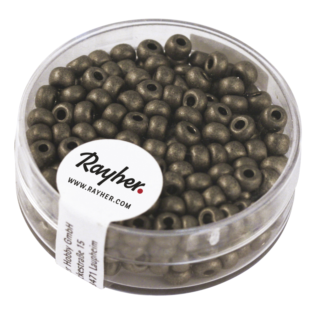 Metallic-rocailles, wit, 4 mm, doosje à 17 g - antraciet