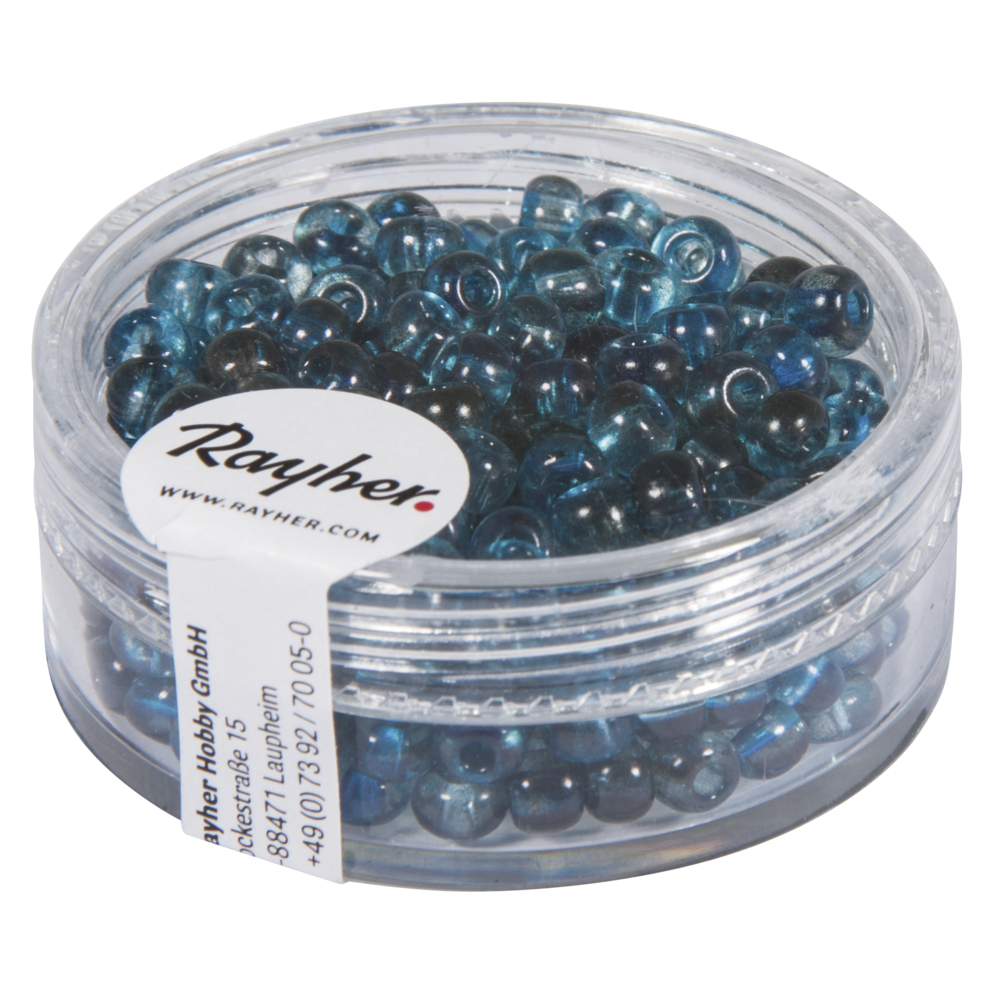 Rocailles, ø 4 mm, Two Tone, doosje à 17 g - duifblauw