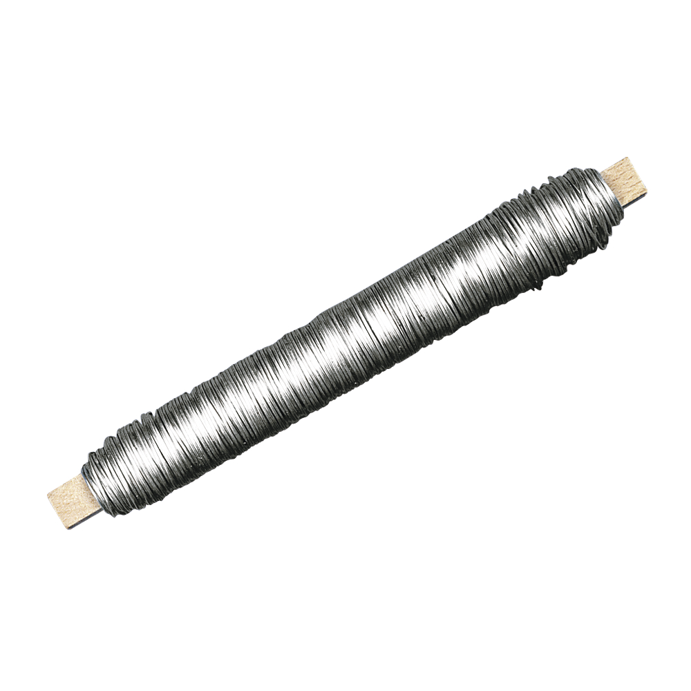 Bloemendraad 0.65 mm ø, Platina, houten klosje - 100 gr