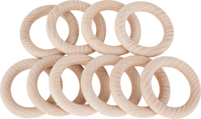 Anneaux en Bois 70mm naturel, 10 pc