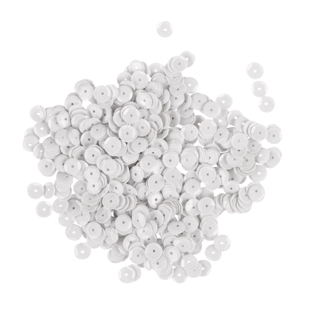 Paillettes bombées, 6mm ø, blanc, boîte 4000pces