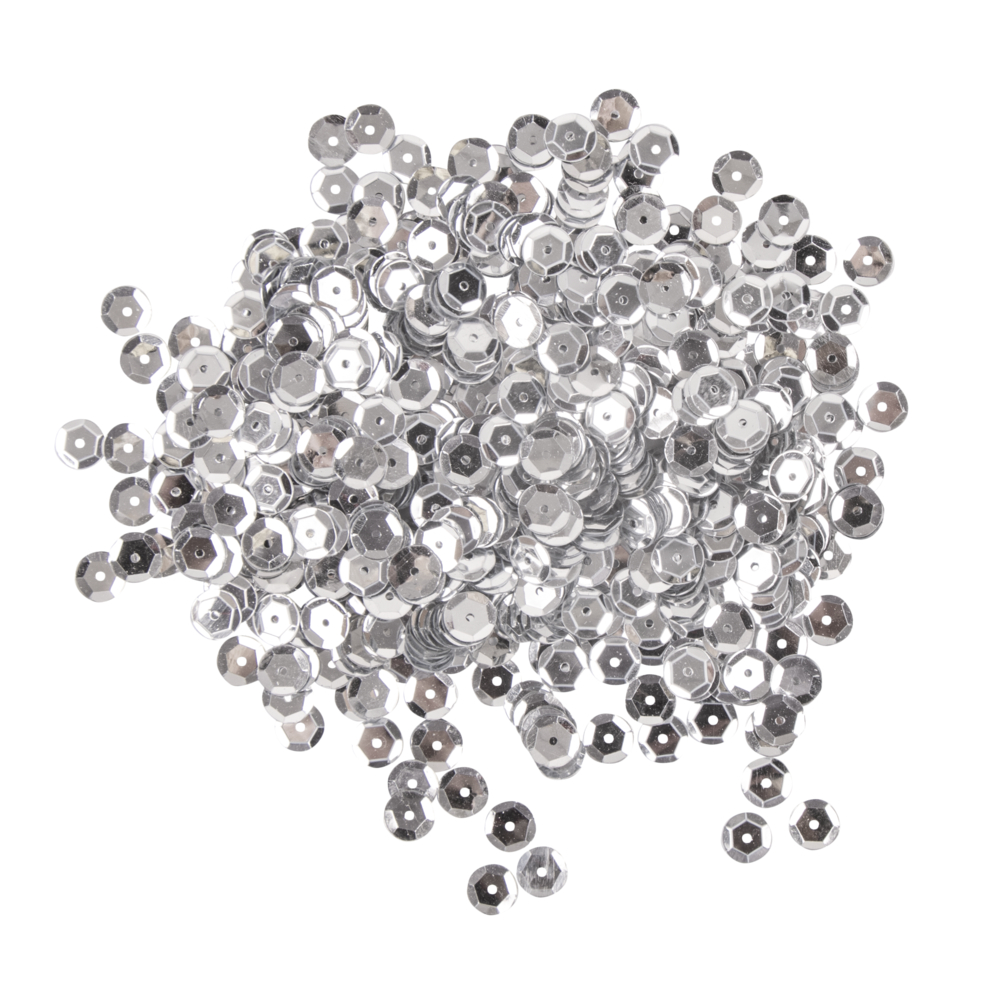 Paillettes bombées, 6mm ø, argent, boîte 4000pces