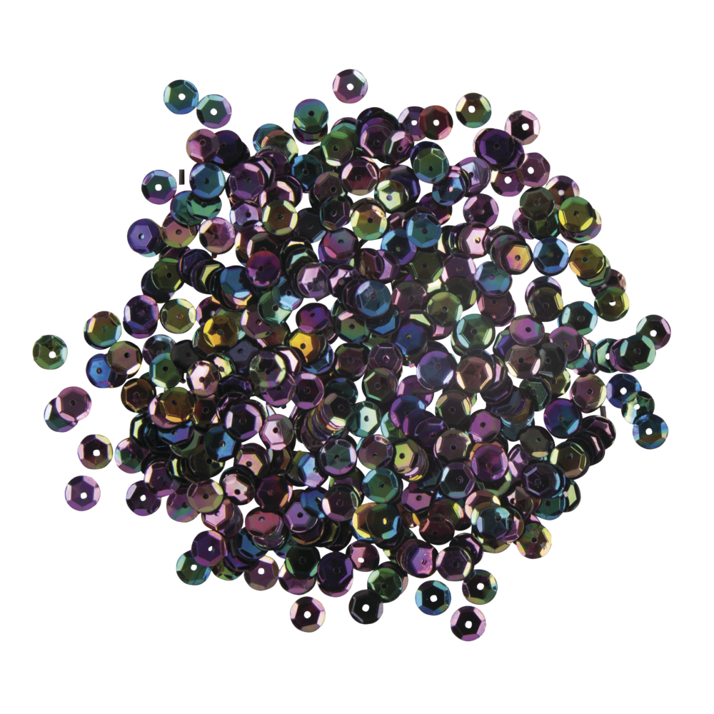 Paillettes bombées, 6mm ø, noir irisé, boîte 4000pces