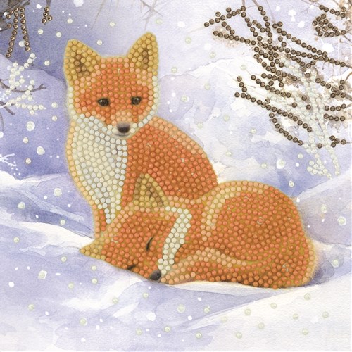 Crystal Card Kit ® Diamond Painting 18x18cm, Snowy Fox Clubs