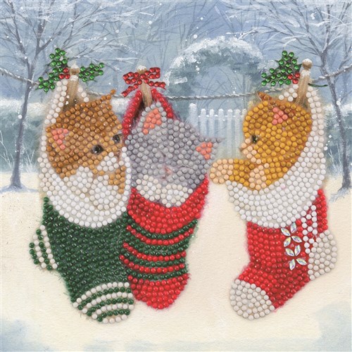 Crystal Card Kit ® Diamond Painting 18x18cm, Christmas Kittens 