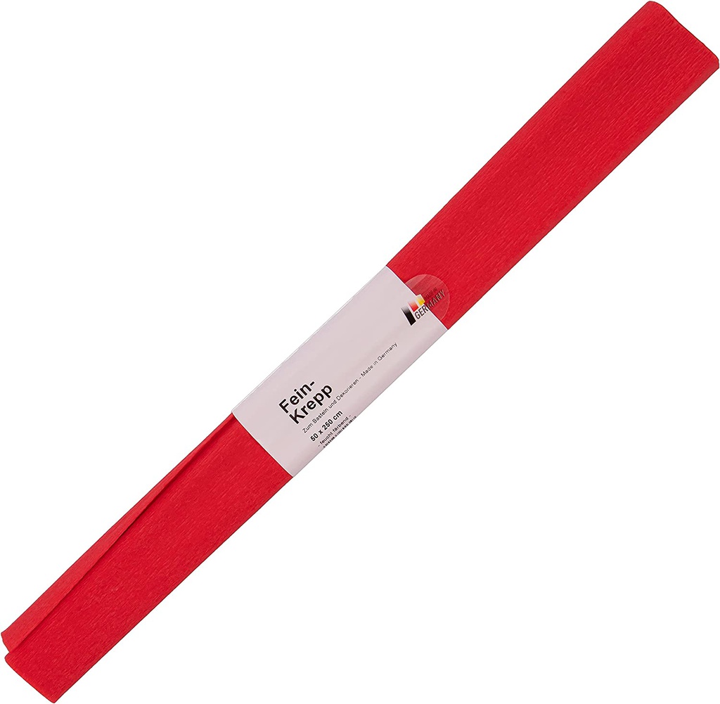 Papier crêpon, rouleau 50cmx2,5m, rouge feu