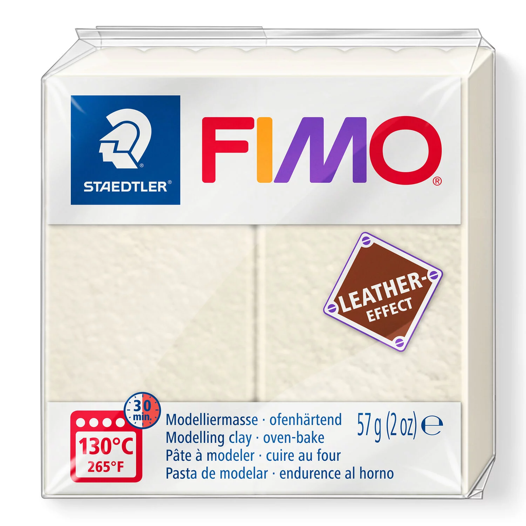 Fimo leather-effect boetseerklei, 57gr - ivoor