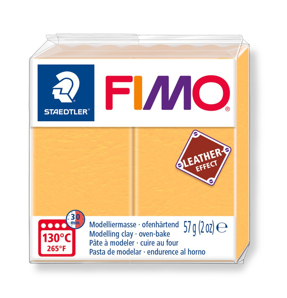 Fimo leather-effect boetseerklei, 57gr - saffraan geel