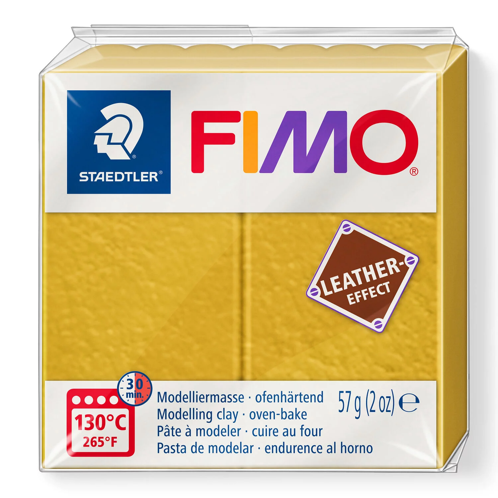 Fimo leather-effect boetseerklei, 57gr - oker