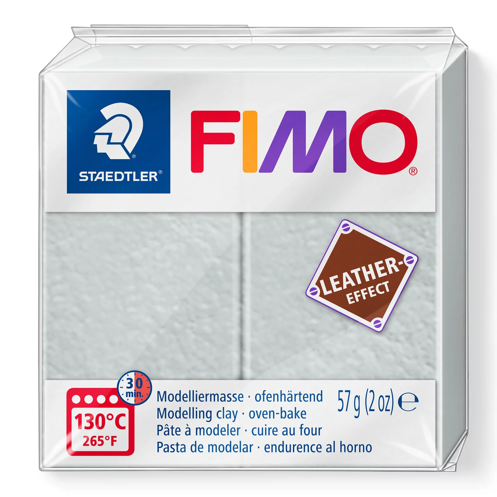 Fimo leather-effect boetseerklei, 57gr - duifgrijs