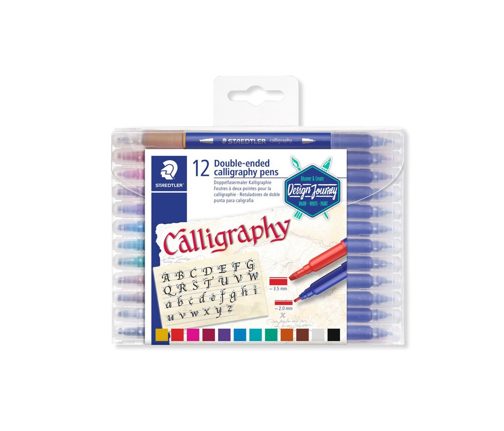 Staedtler Kalligrafiestiften Design Journey, dubbele punt (2.0 - 3.5), 12 kleuren