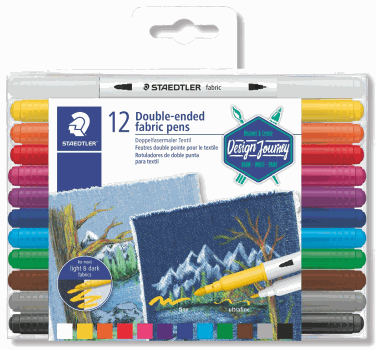 Feutres textile à double pointe - set 12p Staedtler Design Journey