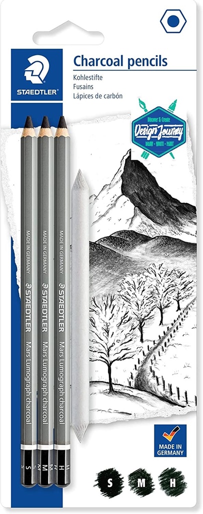 Staedtler Lumograph charcoal - 3p + estompe - DJ