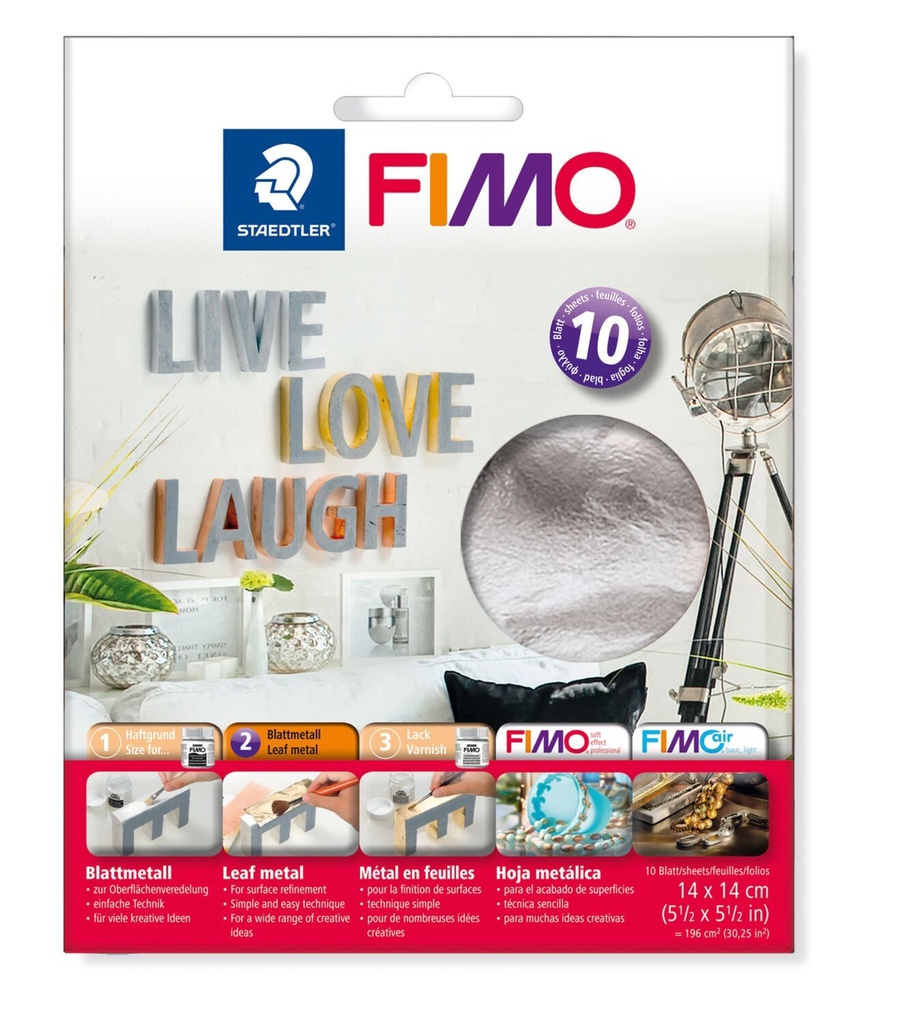 Fimo bladmetaal 10 vel, Zilver