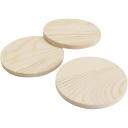 Houten onderzetters, H: 8 cm, d: 9 cm, 5 stuks in doosje