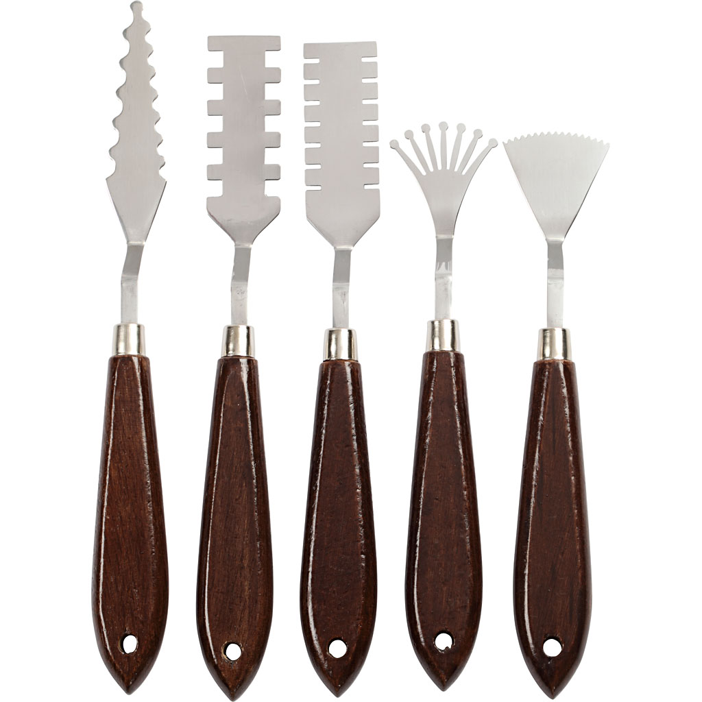 Paletmessen set met patroon, L: 17-21 cm, B: 2-3 cm, 5 stuk/ 1 doos