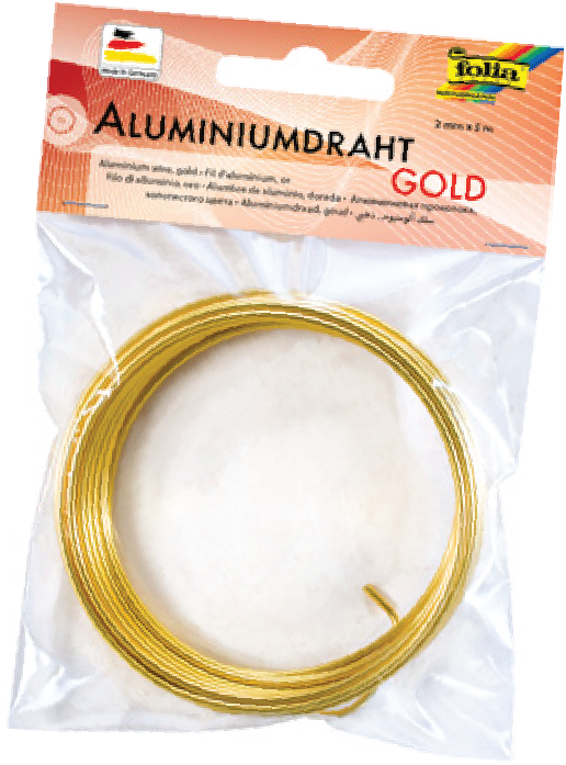 Aluminiumdraad 2 mm, 5 m - Goud