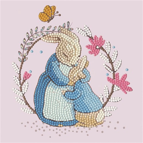 Crystal Card Kit ® Diamond Painting 18x18cm, Peter Rabbit and Mum