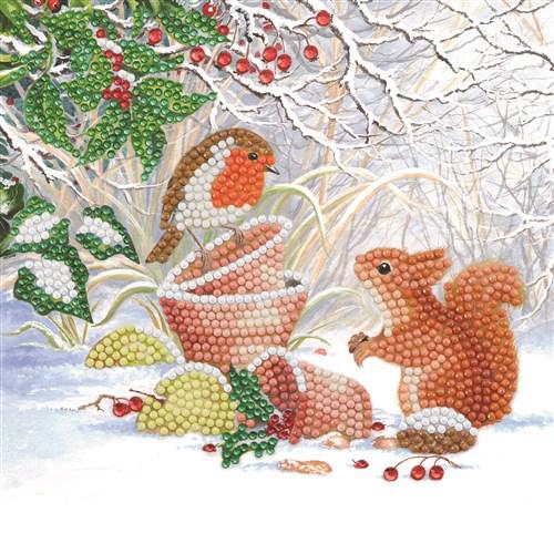 Crystal Card Kit ® Diamond Painting 18x18cm, Winter Friends