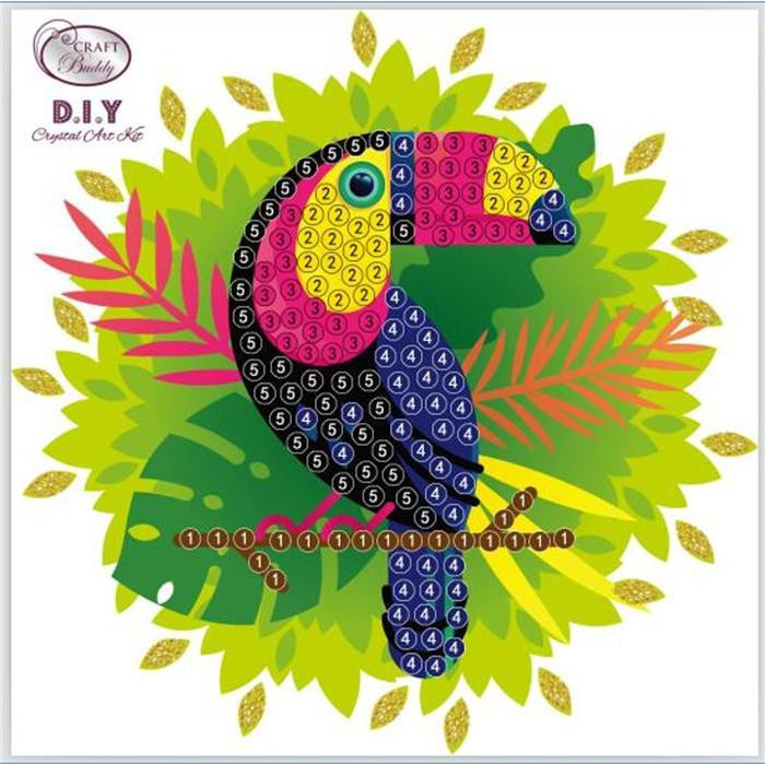 Crystal Art sticker 9x9 cm - Diamond painting - Toucan