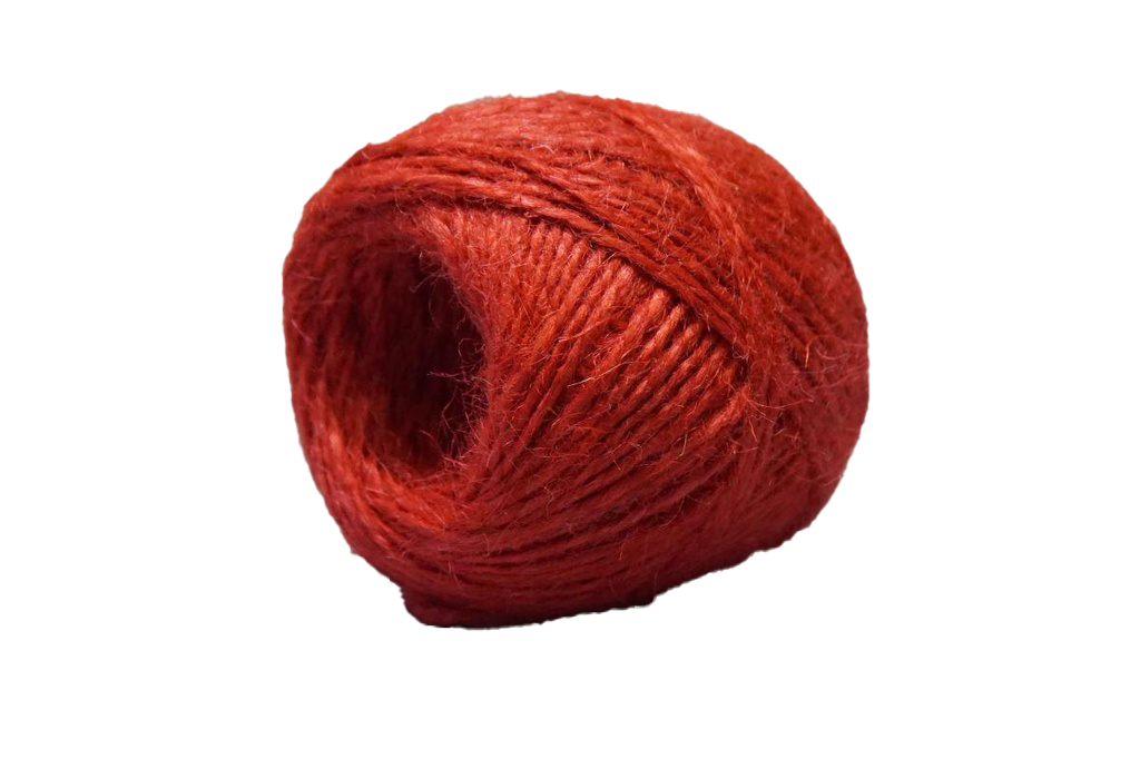 Jutekoord 2-draads bol 100 gr, Rood