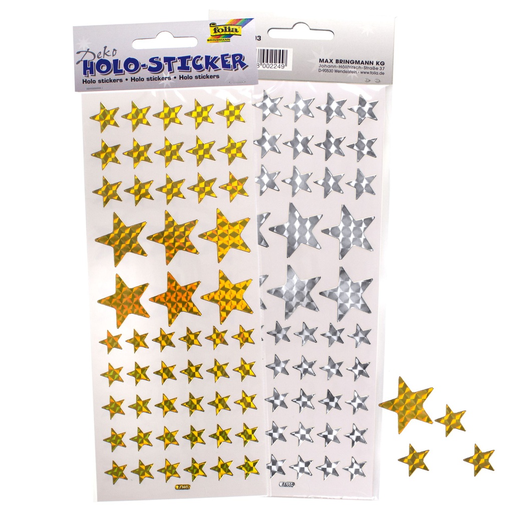 Holo-stickers Sterren, zilver & goud - 96 stuks