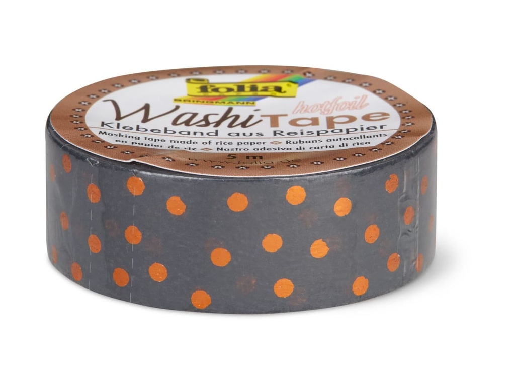 Washi-Tape, 15mmx5m, HOTFOIL COPPER stippen