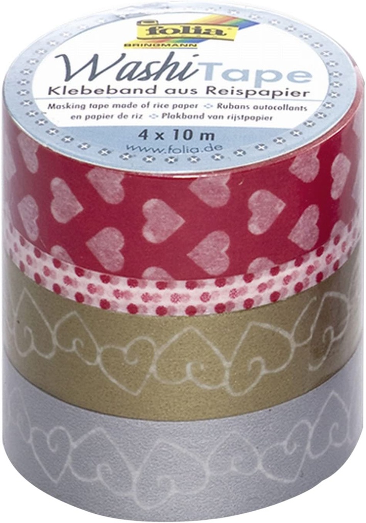 Washi-Tape 4pces-Set AMOUR, 3x 15mmx10m + 1x 5mmx10m