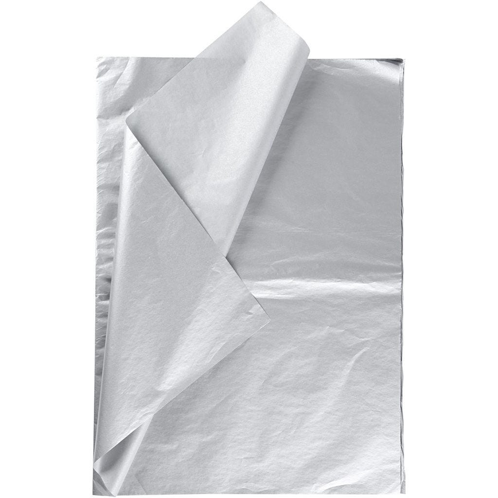 Papier de soie 20g/m², 50x70cm, 26 flles, argent