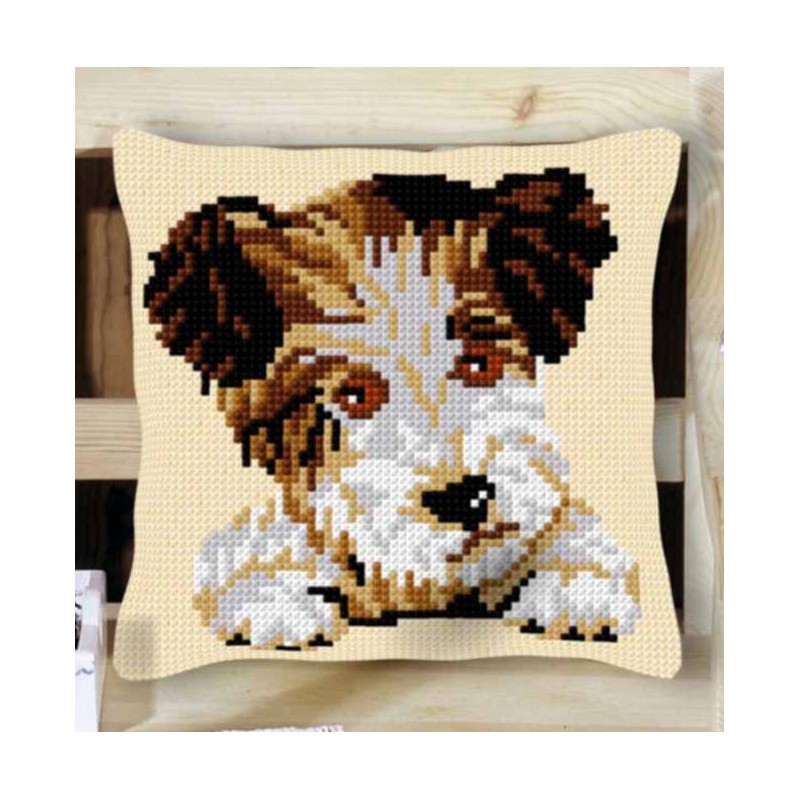 Kit Coussin Point de Croix Decoline 40x40cm, n°45 Terrier