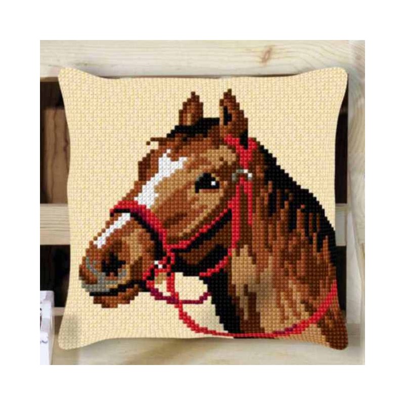 Kit Coussin Point de Croix Decoline 40x40cm, n°60 Cheval