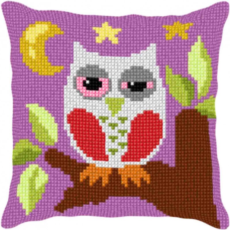 Kit Coussin Point de Croix Decoline 40x40cm, n°85 Hibou