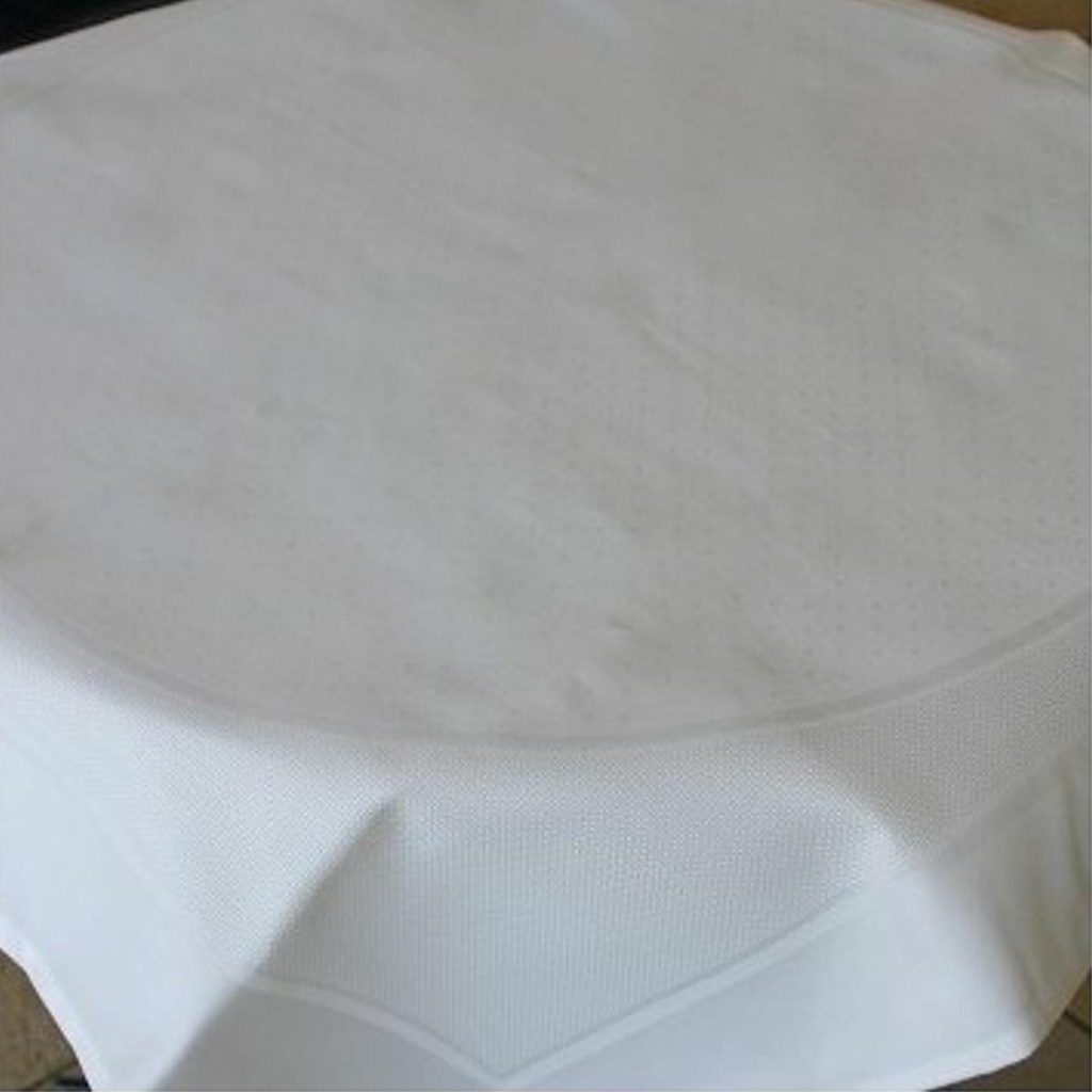 Nappe Damassée avec Galon Aida Arrondi 90x90, Ivoire