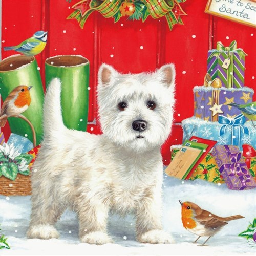 Crystal Card Kit ® Diamond Painting 18x18cm, Christmas Westie