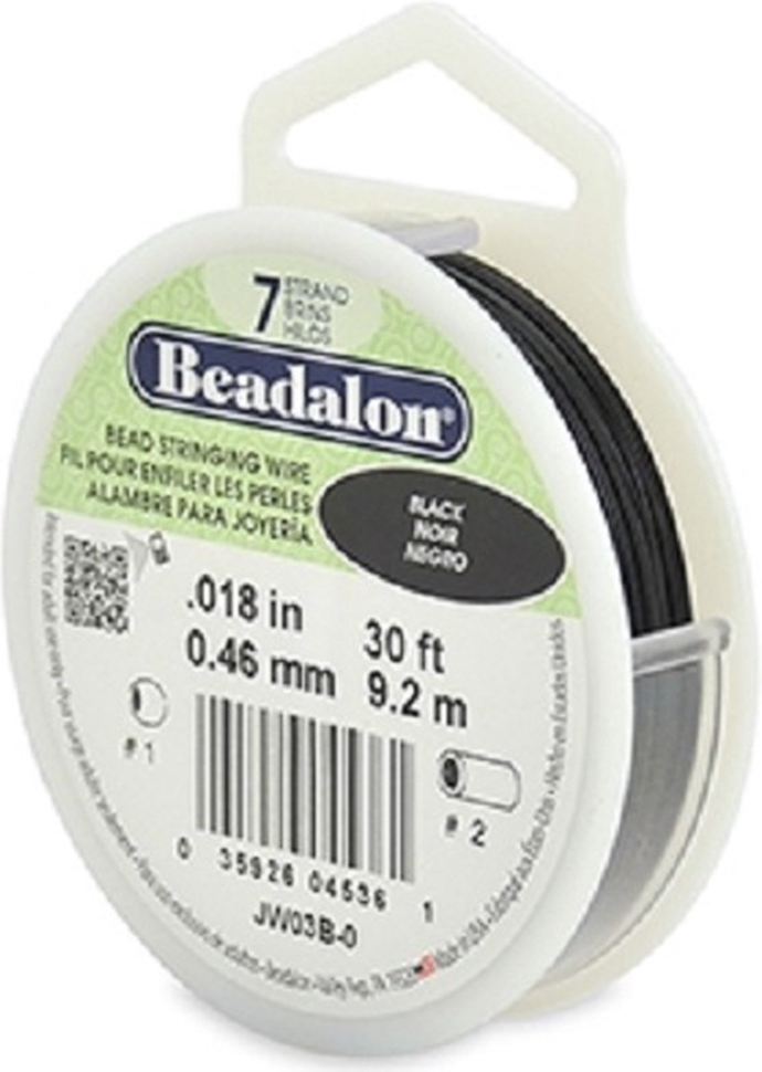 Beadalon Fil cablé 0,46mm, Noir - 9,20m