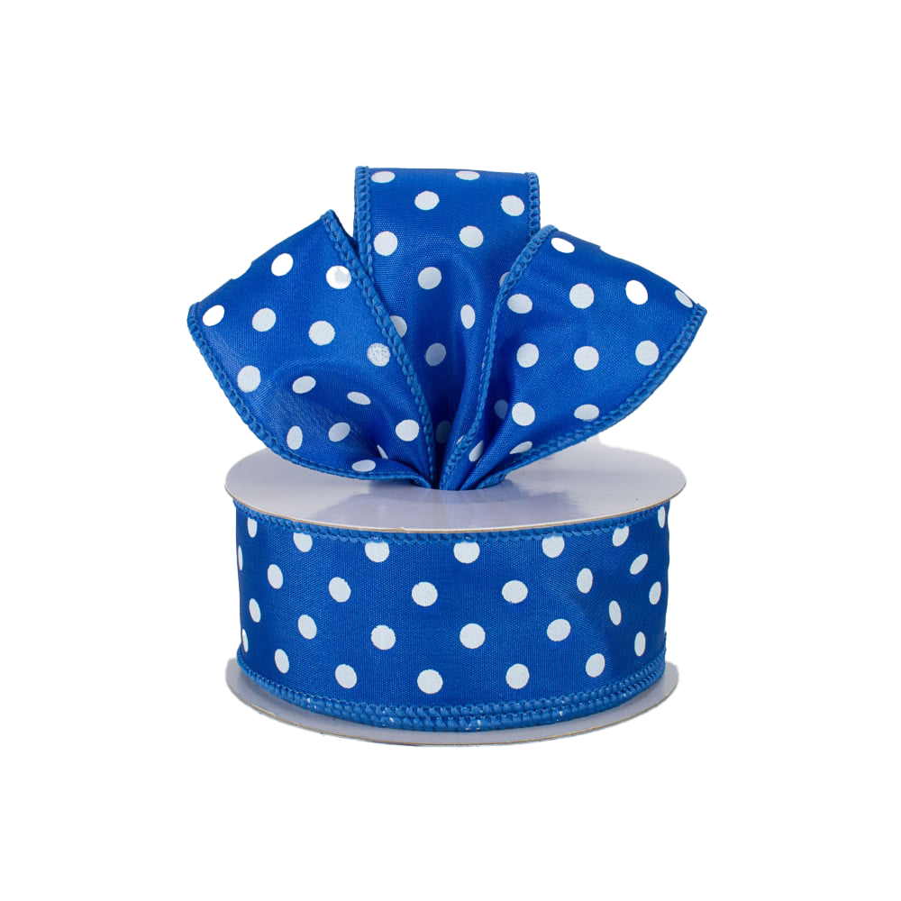 Lint Polka Dots Blauw, 23mm breed, rol 20m