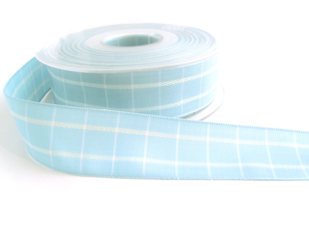 Berisfords Lint 25mm 20M, Gingham, blauw