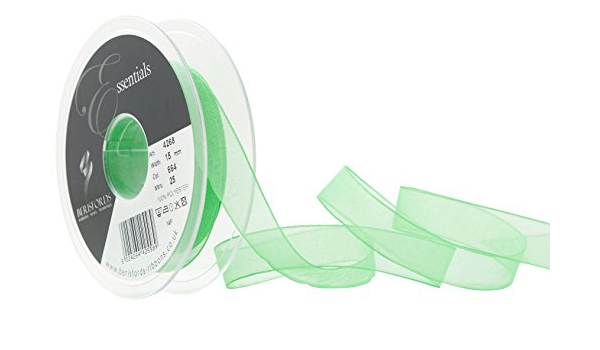 Berisfords Super Sheer Organzalint, 15 mm - 25 m, Grasgroen