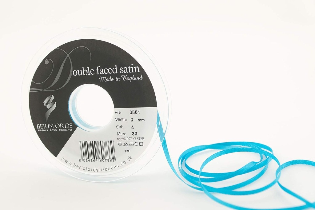 Berisfords Double faced satijnlint, 3mm breed, rol 30m