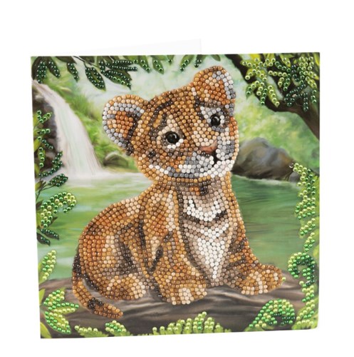 Crystal Card Kit ® Diamond Painting 18x18cm, Tiger Cub 