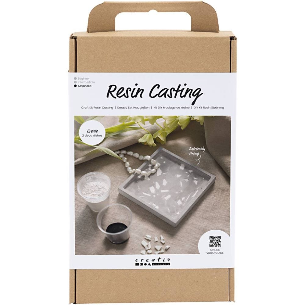 Kit Moulage de Résine, Plateau carré avec terrazzo, noir, blanc