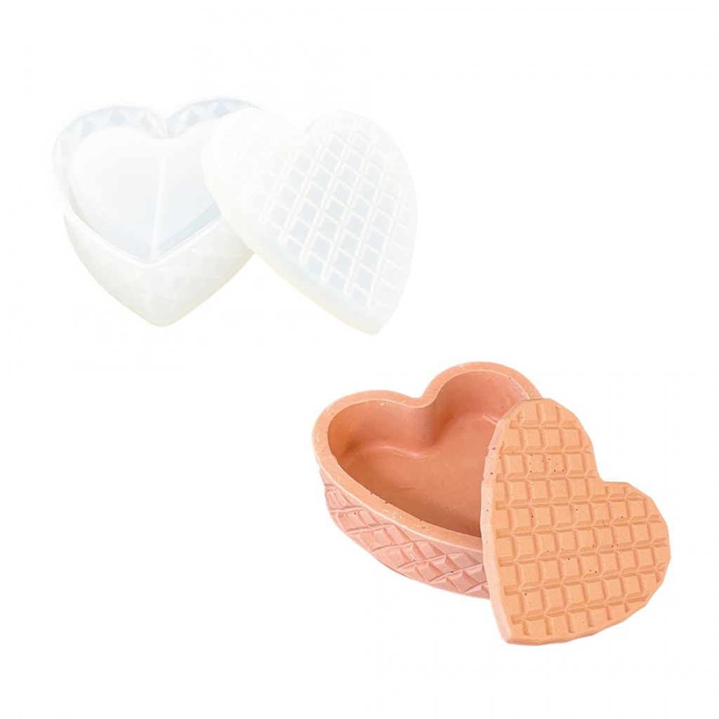 Moule en silicone 8cm x 8cm x 2,5cm - Boîte en coeur